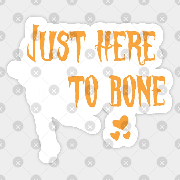 Funny Skeleton Just Here To Bone - Skeleton Belly Dance Halloween - Cute Sarczstic Skeleton Dance Orange Heart Halloween Sticker by WassilArt